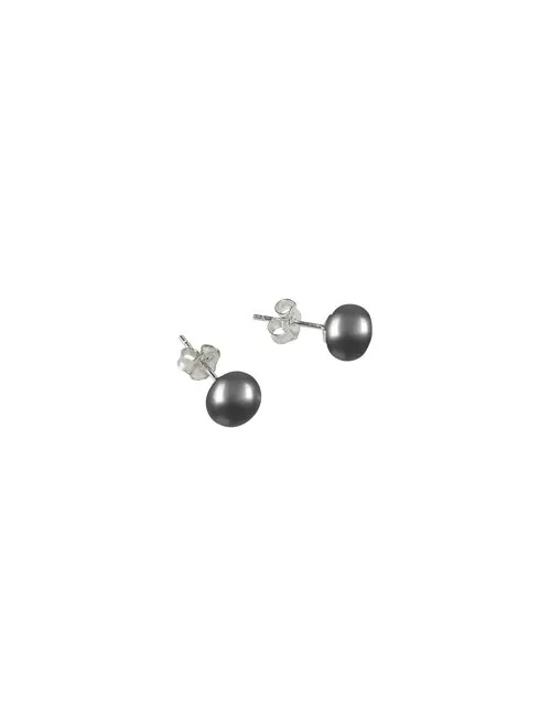 Heilsteine & Edelsteine - Ohrstecker - Perle silbergrau (gef.), Kugel, 8mm