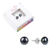Heilsteine & Edelsteine - Ohrstecker - Perle schwarz, Kugel, 6mm, rhodiniert