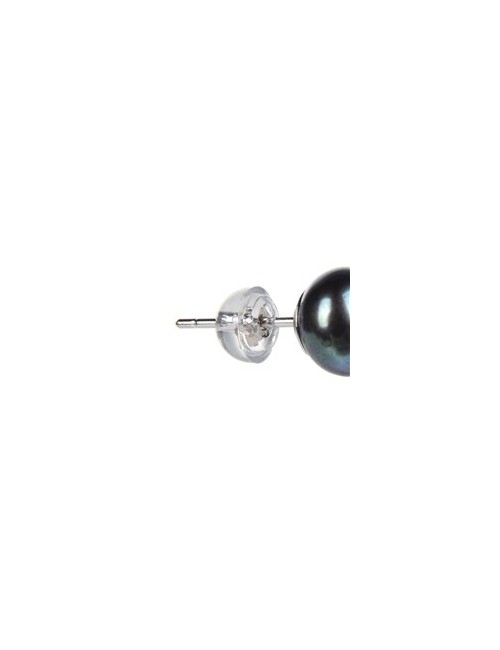 Heilsteine & Edelsteine - Ohrstecker - Perle schwarz, Kugel, 6mm, rhodiniert