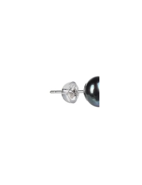 Heilsteine & Edelsteine - Ohrstecker - Perle schwarz, Kugel, 6mm, rhodiniert