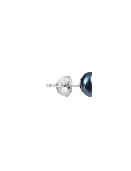 Heilsteine & Edelsteine - Ohrstecker - Perle schwarz, Kugel, 8mm, rhodiniert