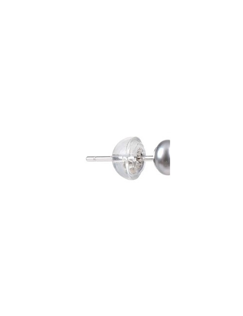 Heilsteine & Edelsteine - Ohrstecker - Perle silbergrau gefärbt, Kugel, 4mm, rhodiniert