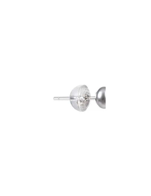 Heilsteine & Edelsteine - Ohrstecker - Perle silbergrau gefärbt, Kugel, 4mm, rhodiniert