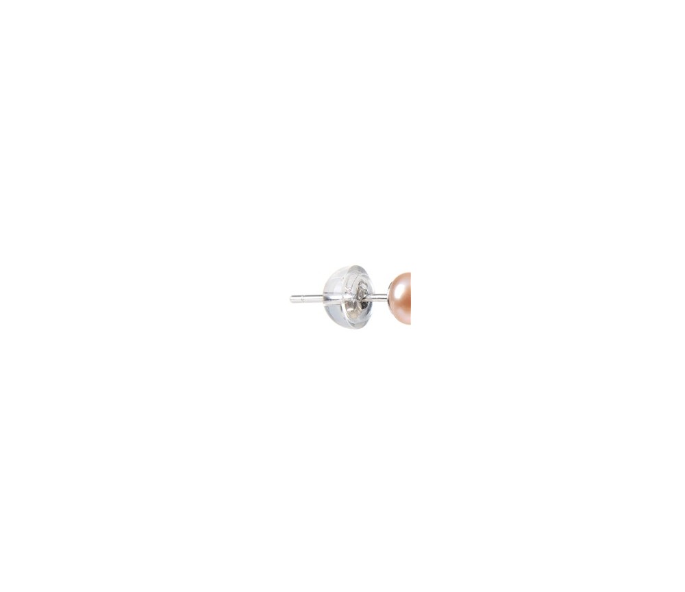 Heilsteine & Edelsteine - Ohrstecker - Perle lachs natur, Kugel, 4mm, rhodiniert