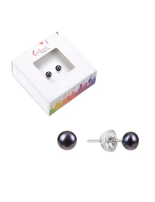 Heilsteine & Edelsteine - Ohrstecker - Perle schwarz, Kugel, 4mm, rhodiniert