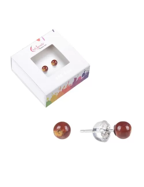 Heilsteine & Edelsteine - Ohrstecker - Mookait, Kugel, 4mm, rhodiniert