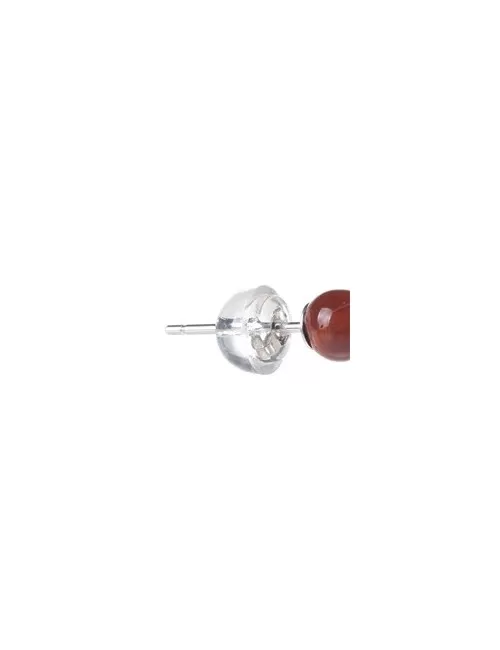 Heilsteine & Edelsteine - Ohrstecker - Mookait, Kugel, 4mm, rhodiniert