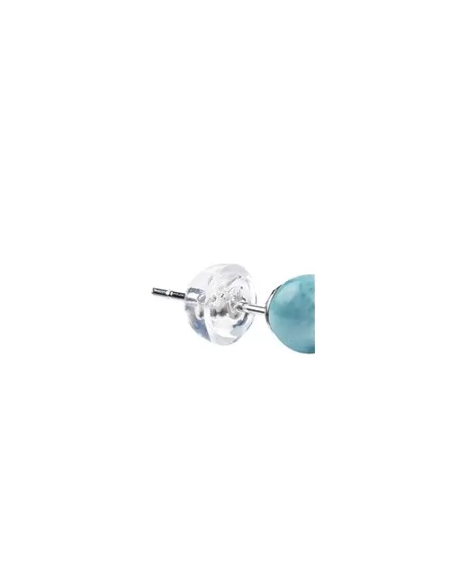 Heilsteine & Edelsteine - Ohrstecker - Larimar, Kugel, 6mm, rhodiniert