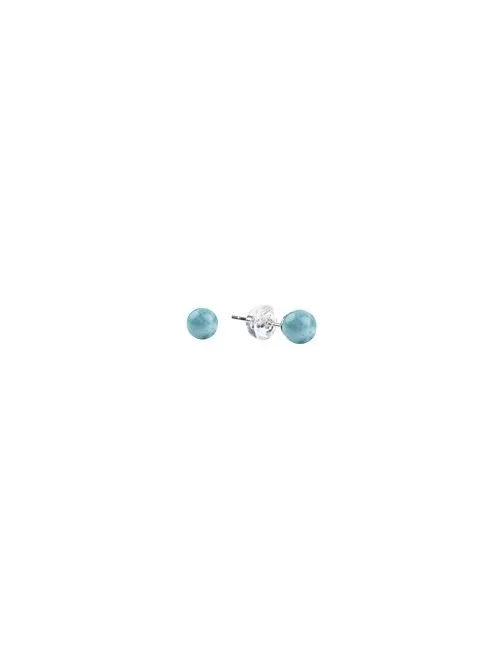 Heilsteine & Edelsteine - Ohrstecker - Larimar, Kugel, 6mm, rhodiniert