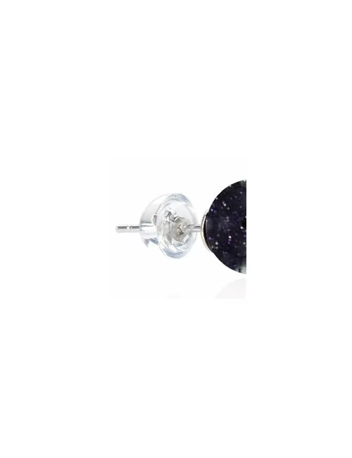 Heilsteine & Edelsteine - Ohrstecker - Goldfluß violett (synth. Glas), Kugel, 8mm, rhodiniert