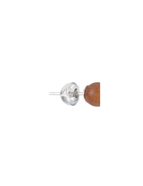 Heilsteine & Edelsteine - Ohrstecker - Sonnenstein, Kugel, 5,5mm, rhodiniert