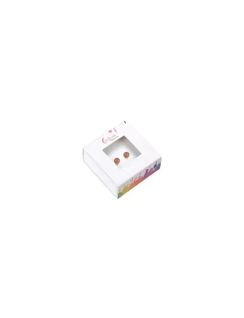Heilsteine & Edelsteine - Ohrstecker - Sonnenstein, Kugel, 5,5mm, rhodiniert