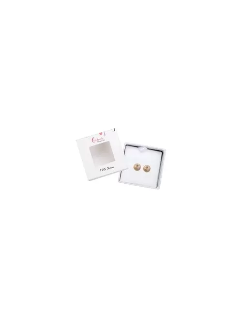 Heilsteine & Edelsteine - Ohrstecker - versteinerte Koralle, Kugel, 8mm, rhodiniert