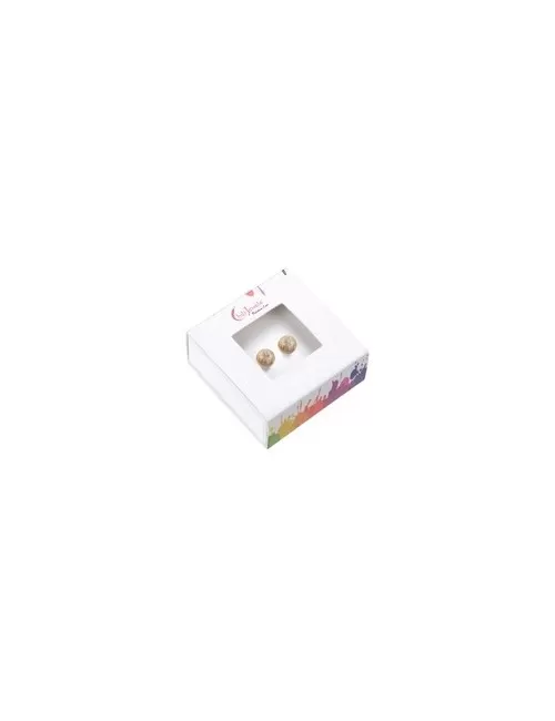 Heilsteine & Edelsteine - Ohrstecker - versteinerte Koralle, Kugel, 8mm, rhodiniert