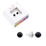 Heilsteine & Edelsteine - Ohrstecker - Lava, Kugel, 4mm, rhodiniert