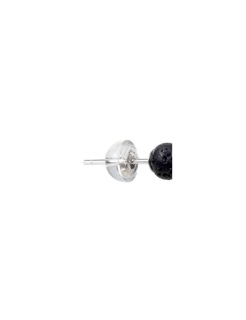 Heilsteine & Edelsteine - Ohrstecker - Lava, Kugel, 4mm, rhodiniert