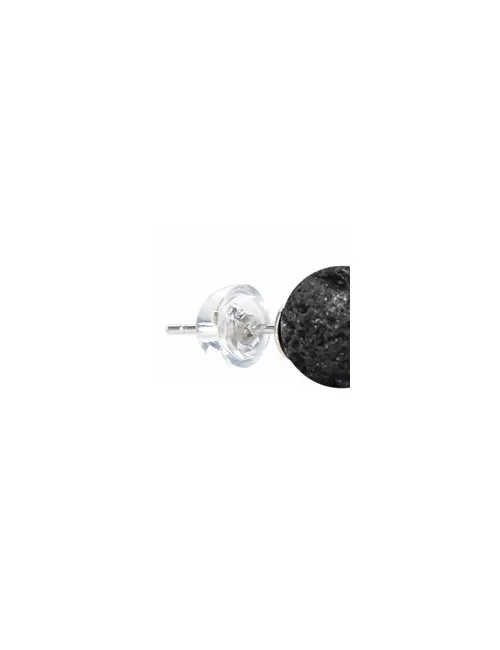 Heilsteine & Edelsteine - Ohrstecker - Lava, Kugel, 8mm, rhodiniert