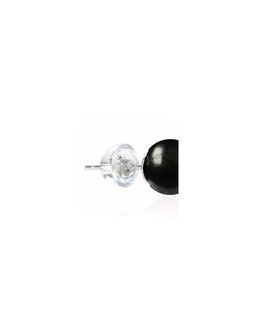 Heilsteine & Edelsteine - Ohrstecker - Schungit (stab.), Kugel, 6mm, rhodiniert