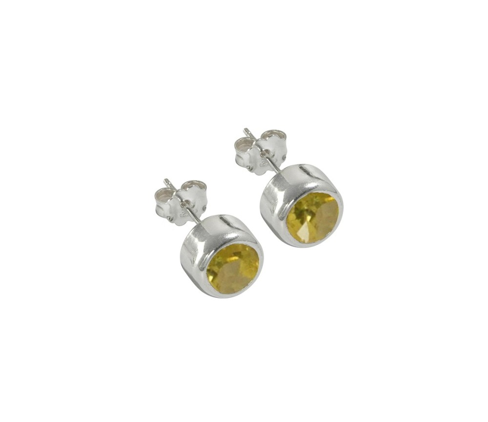 Heilsteine & Edelsteine - Ohrstecker - Citrin (gebr.) rund, facettiert, 4mm