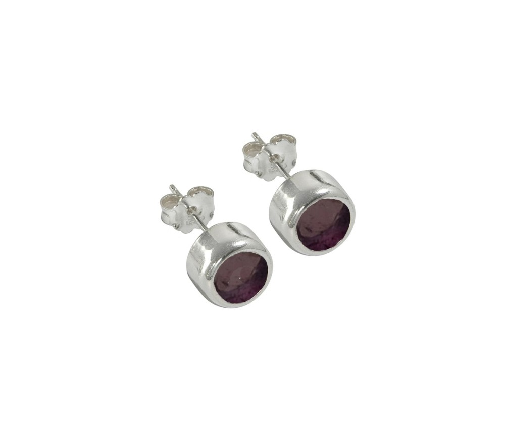 Heilsteine & Edelsteine - Ohrstecker - Granat (4mm) rund, facettiert