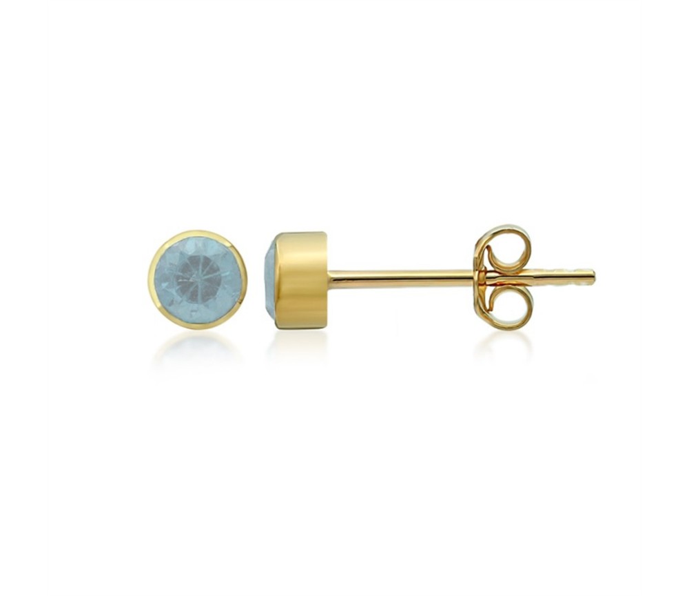 Heilsteine & Edelsteine - Ohrstecker - Topas blau rund (4mm), facettiert, 0,5cm, vergoldet