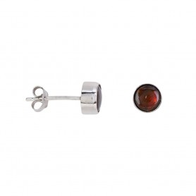 Heilsteine & Edelsteine - Ohrstecker - Ammolith rund (6mm) rot-orange