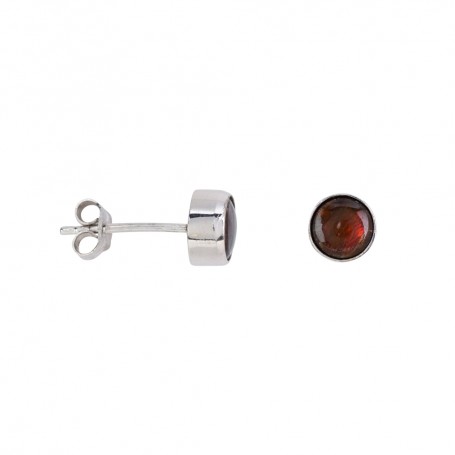 Heilsteine & Edelsteine - Ohrstecker - Ammolith rund (6mm) rot-orange