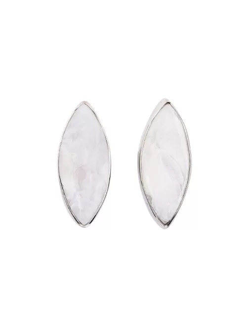 Heilsteine & Edelsteine - Ohrstecker - Druzy-Achat (weiß) Marquise, platiniert