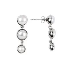 Heilsteine & Edelsteine - Ohrstecker - Perle rund (5,0/7,5mm), 3,0cm, platiniert