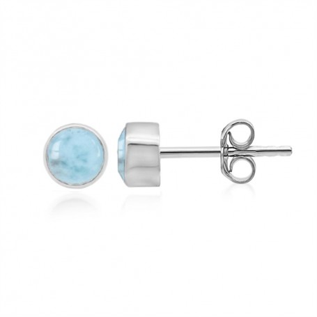 Heilsteine & Edelsteine - Ohrstecker - Larimar rund (6mm)