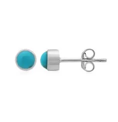 Heilsteine & Edelsteine - Ohrstecker - Türkis rund (4mm), 0,5cm, platiniert
