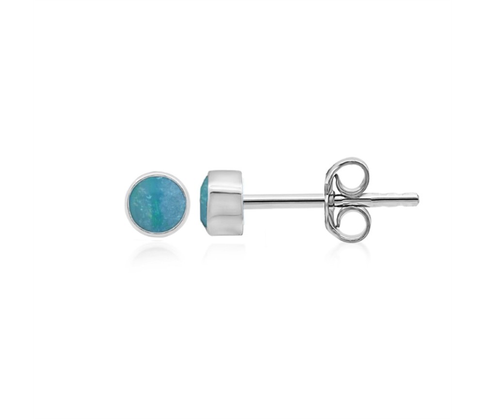Heilsteine & Edelsteine - Ohrstecker - Opaldubletten rund (3mm), 0,4cm, platiniert