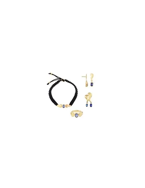 Heilsteine & Edelsteine - Ohrstecker - Disthen oval facettiert, Flügel, vergoldet, eismatt