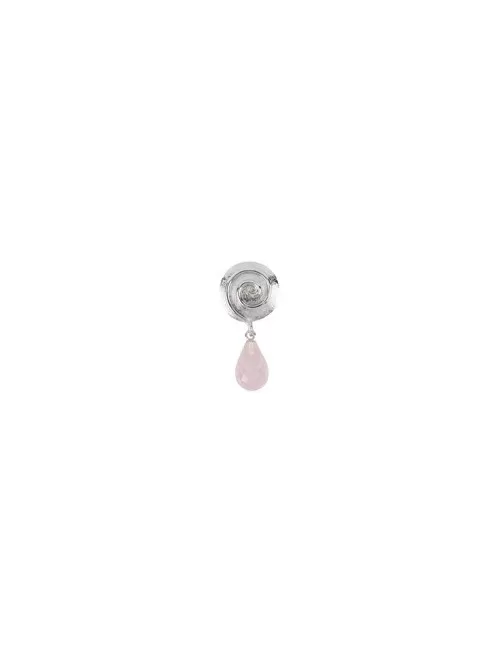 Heilsteine & Edelsteine - Ohrstecker - Rosenquarz-Briolette facettiert, Spirale, 3,2cm, rhodiniert