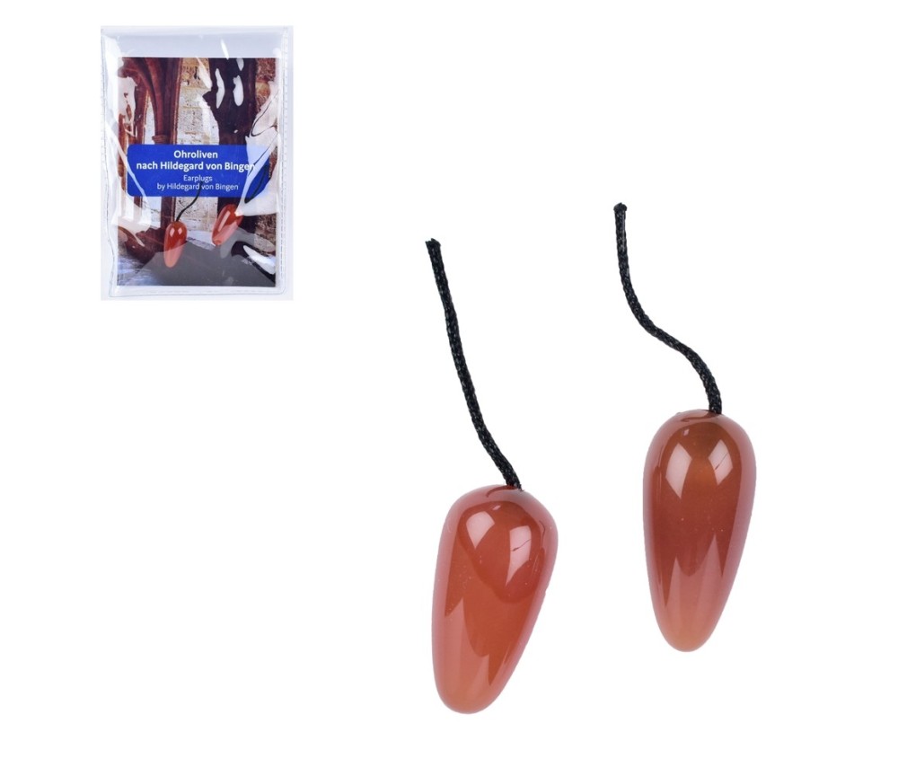 Heilsteine & Edelsteine - Ohr-Oliven - Carneol (gebr.), mit Infoblatt