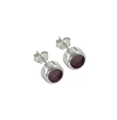 Heilsteine & Edelsteine - Ohrstecker - Granat rund 4 mm, platiniert