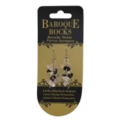 Ohrringe - Barock Kombi - Bergkristall, Rosenquarz, Schörl (stab.) - Liebe-Klarheit-Schutz
