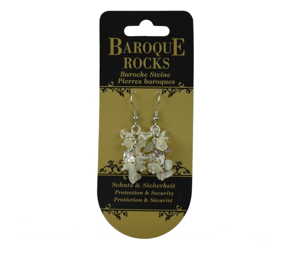 Ohrringe - Barock Kombi - Achat, Serpentin, Bergkristall - Schutz & Sicherheit