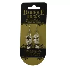 Ohrringe - Barock Kombi - Rosenquarz, Granat, Bergkristall - Liebe & Zuversicht