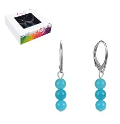 Ohrringe - Amazonit, Kugeln 6mm, rhodiniert