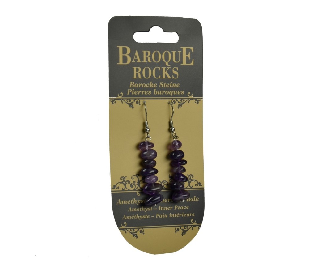 Ohrringe - Barock Classic - Amethyst  Innerer Friede , 1-reihig