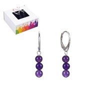 Ohrringe - Amethyst Kugeln 6mm, rhodiniert