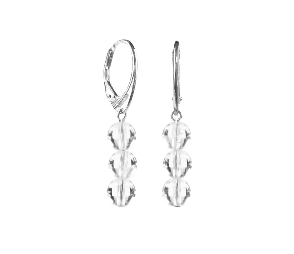 Ohrringe - Bergkristall 6mm-Kugeln - 925 Silber