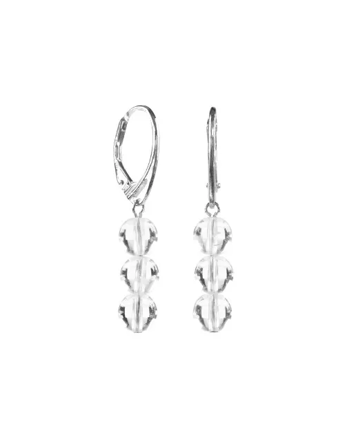 Ohrringe - Bergkristall 6mm-Kugeln - 925 Silber