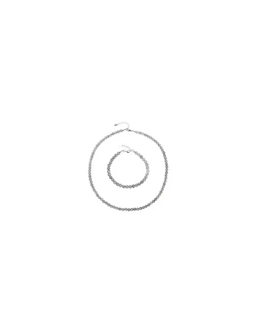 Ohrringe - Labradorit, 6mm-Kugeln, rhodiniert