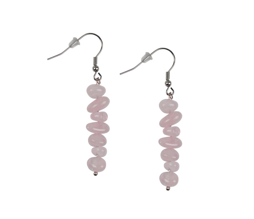 Ohrringe - Barock Classic - Rosenquarz  Liebe , 1-reihig