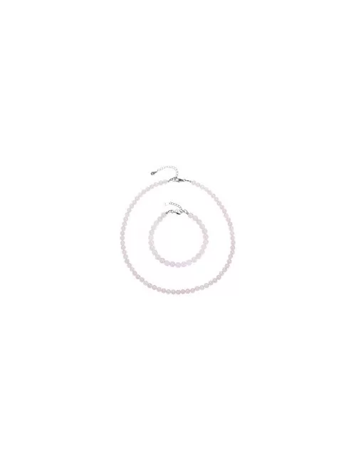 Ohrringe - Rosenquarz, 6mm-Kugeln, rhodiniert
