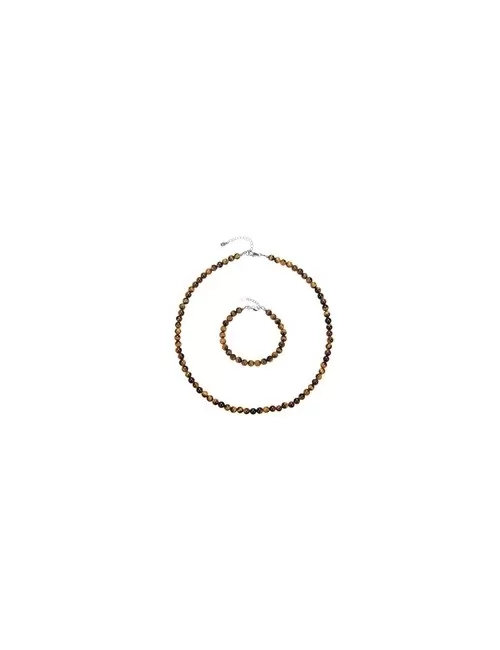 Ohrringe - Tigerauge 6mm-Kugeln, rhodiniert, Geschenkschachtel