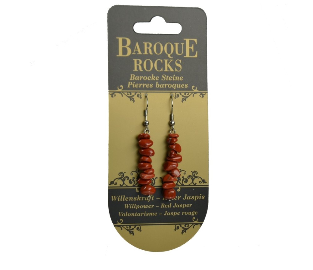 Ohrringe - Barock Classic - Jaspis rot  Willenskraft , 1-reihig