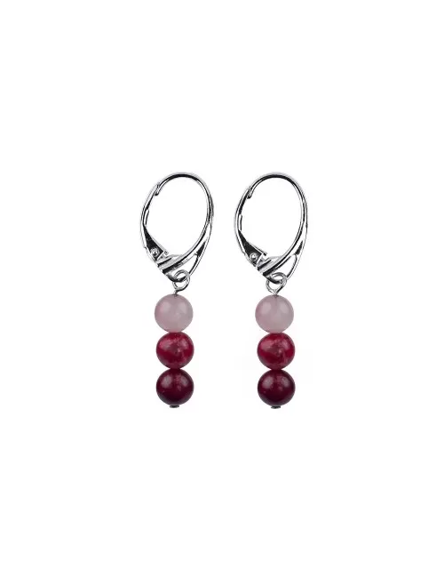 Ohrringe - Thulit 6mm-Kugeln - 925 Silber
